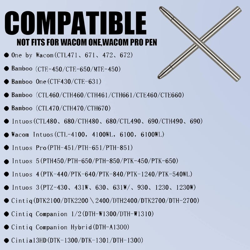 REEYEAR 2 Pack No Wear Down Titanium Alloy Standard Pencil Nibs Fits for One by WACOM, Intuos Series Pen, Replacement Refill Tips fits for WACOM CTL-672,CTL-671,CTL-471, CTL-472 - Image 5